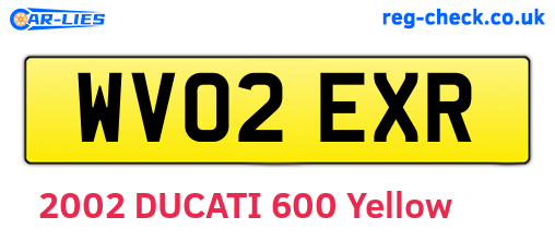WV02EXR are the vehicle registration plates.