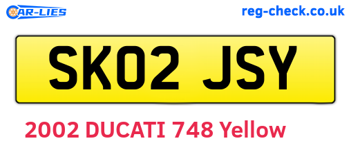 SK02JSY are the vehicle registration plates.