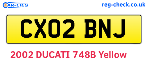CX02BNJ are the vehicle registration plates.