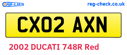 CX02AXN are the vehicle registration plates.