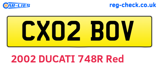 CX02BOV are the vehicle registration plates.