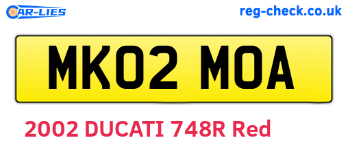MK02MOA are the vehicle registration plates.