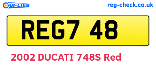 REG748 are the vehicle registration plates.