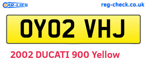 OY02VHJ are the vehicle registration plates.
