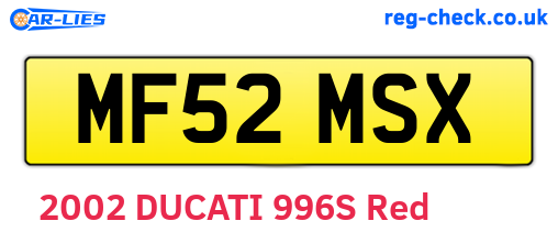 MF52MSX are the vehicle registration plates.