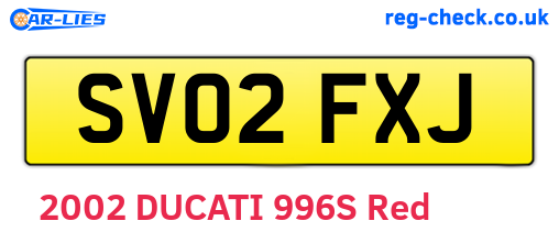 SV02FXJ are the vehicle registration plates.