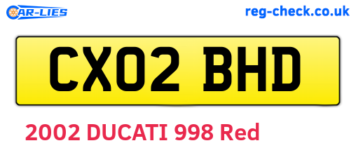 CX02BHD are the vehicle registration plates.