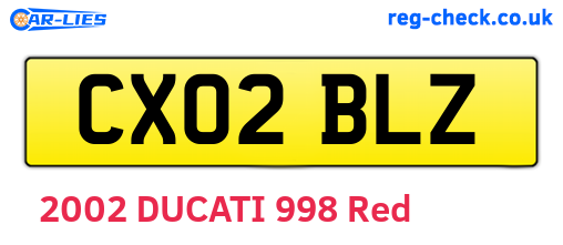 CX02BLZ are the vehicle registration plates.