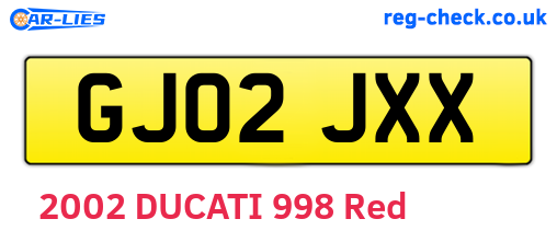 GJ02JXX are the vehicle registration plates.