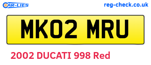 MK02MRU are the vehicle registration plates.
