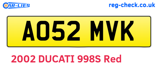 AO52MVK are the vehicle registration plates.