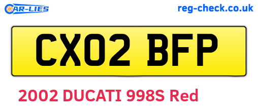 CX02BFP are the vehicle registration plates.