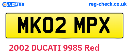 MK02MPX are the vehicle registration plates.