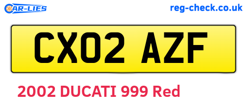 CX02AZF are the vehicle registration plates.
