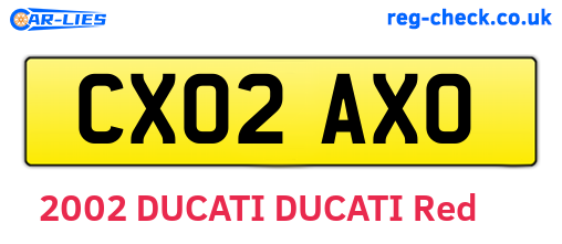 CX02AXO are the vehicle registration plates.