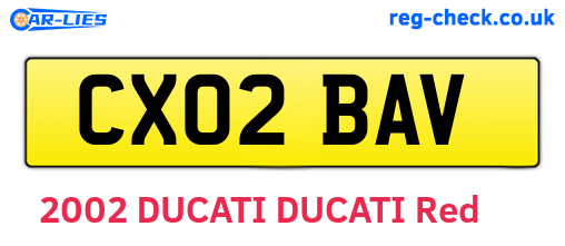 CX02BAV are the vehicle registration plates.