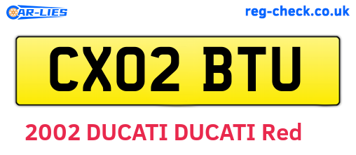 CX02BTU are the vehicle registration plates.