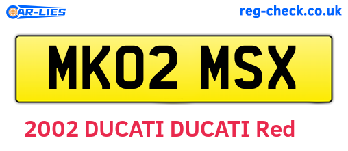 MK02MSX are the vehicle registration plates.