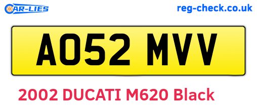 AO52MVV are the vehicle registration plates.