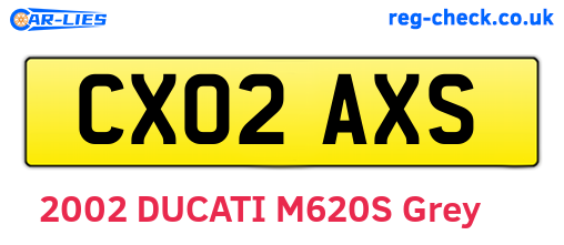 CX02AXS are the vehicle registration plates.