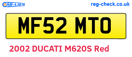 MF52MTO are the vehicle registration plates.