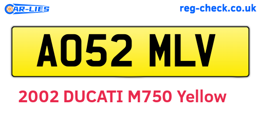 AO52MLV are the vehicle registration plates.
