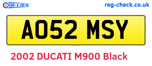AO52MSY are the vehicle registration plates.
