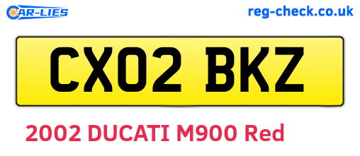 CX02BKZ are the vehicle registration plates.