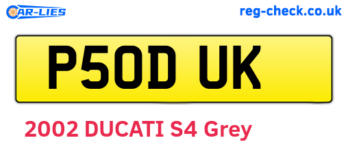 P50DUK are the vehicle registration plates.