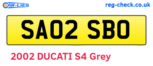 SA02SBO are the vehicle registration plates.