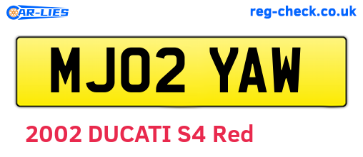 MJ02YAW are the vehicle registration plates.