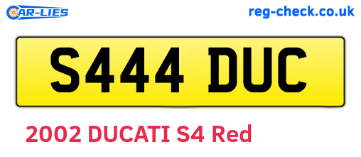 S444DUC are the vehicle registration plates.