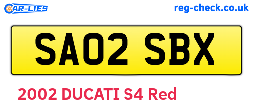 SA02SBX are the vehicle registration plates.