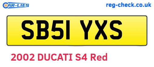 SB51YXS are the vehicle registration plates.