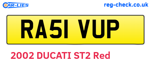 RA51VUP are the vehicle registration plates.