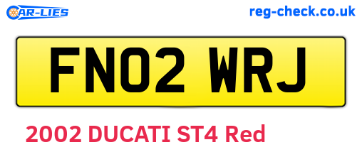FN02WRJ are the vehicle registration plates.