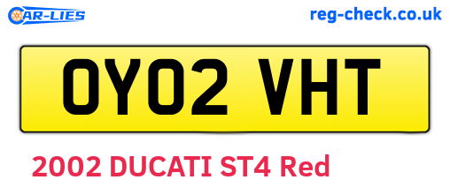 OY02VHT are the vehicle registration plates.