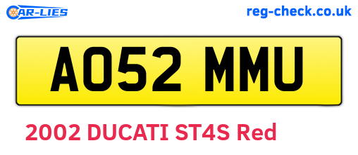 AO52MMU are the vehicle registration plates.