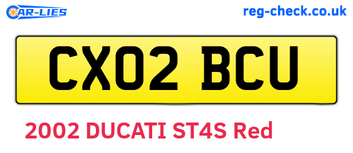 CX02BCU are the vehicle registration plates.