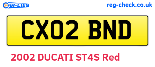 CX02BND are the vehicle registration plates.