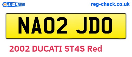 NA02JDO are the vehicle registration plates.