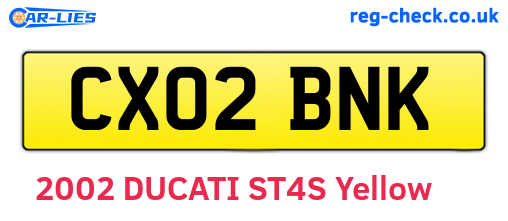 CX02BNK are the vehicle registration plates.