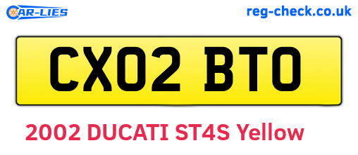 CX02BTO are the vehicle registration plates.