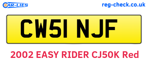 CW51NJF are the vehicle registration plates.