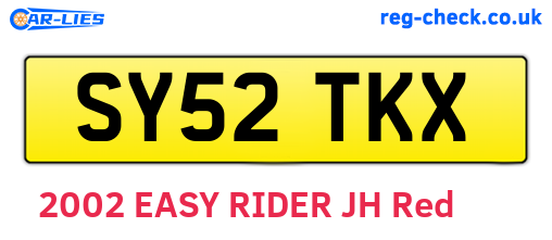 SY52TKX are the vehicle registration plates.