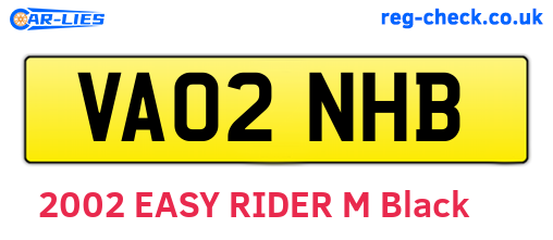 VA02NHB are the vehicle registration plates.