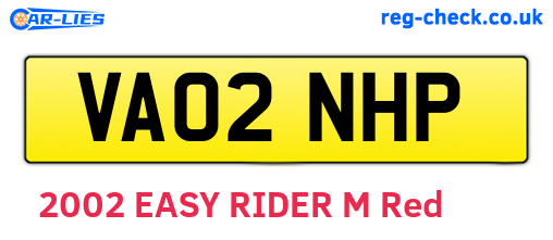 VA02NHP are the vehicle registration plates.