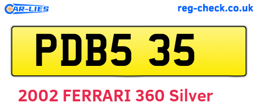 PDB535 are the vehicle registration plates.