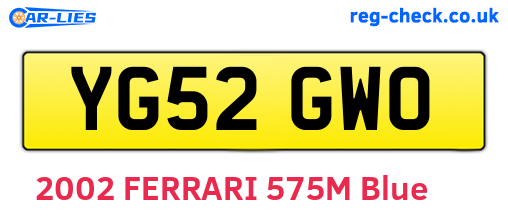 YG52GWO are the vehicle registration plates.