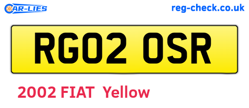 RG02OSR are the vehicle registration plates.